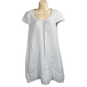 Malvin Linen Shift Dress Womens Small‎ Lace Hem Lagenlook Cottagecore Minimalist